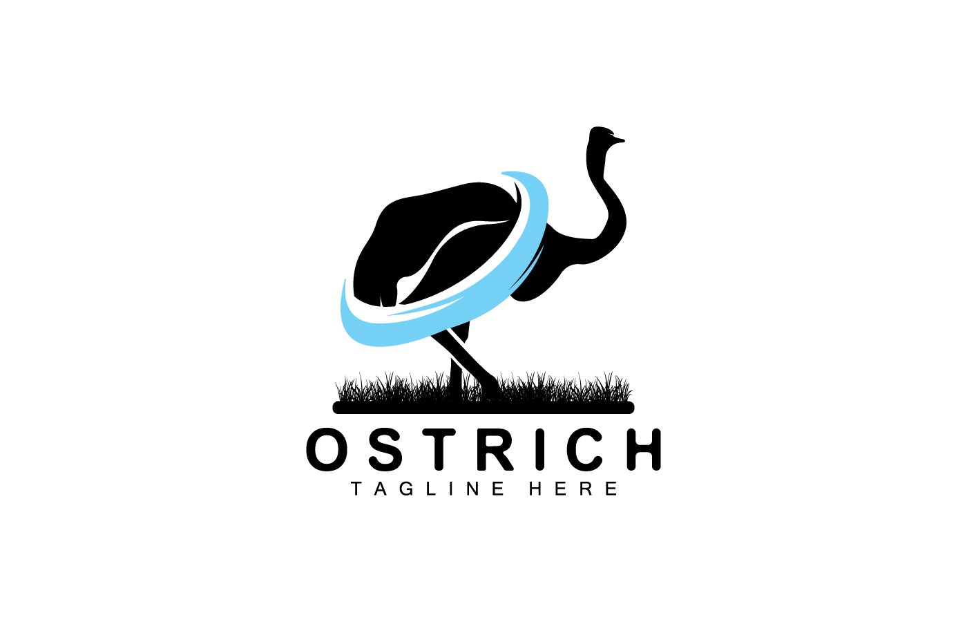 Ostrich Logo Design Desert Animal Illustration V21