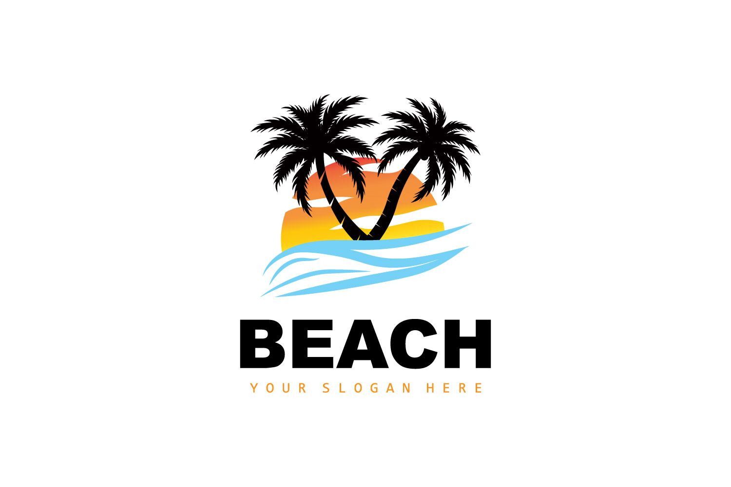 Palm Tree Logo Beach Summer DesignV3