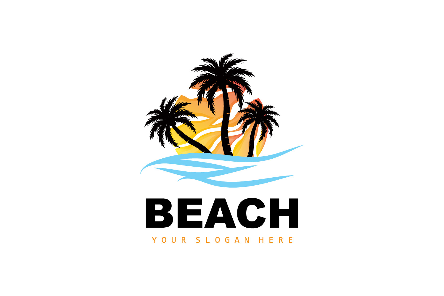 Palm Tree Logo Beach Summer DesignV4