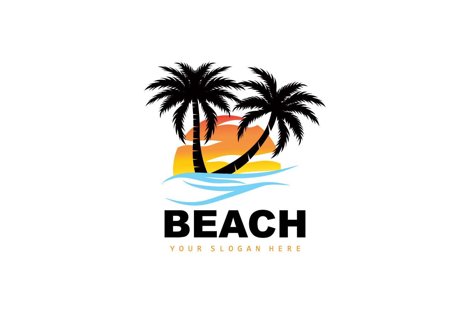 Palm Tree Logo Beach Summer DesignV5