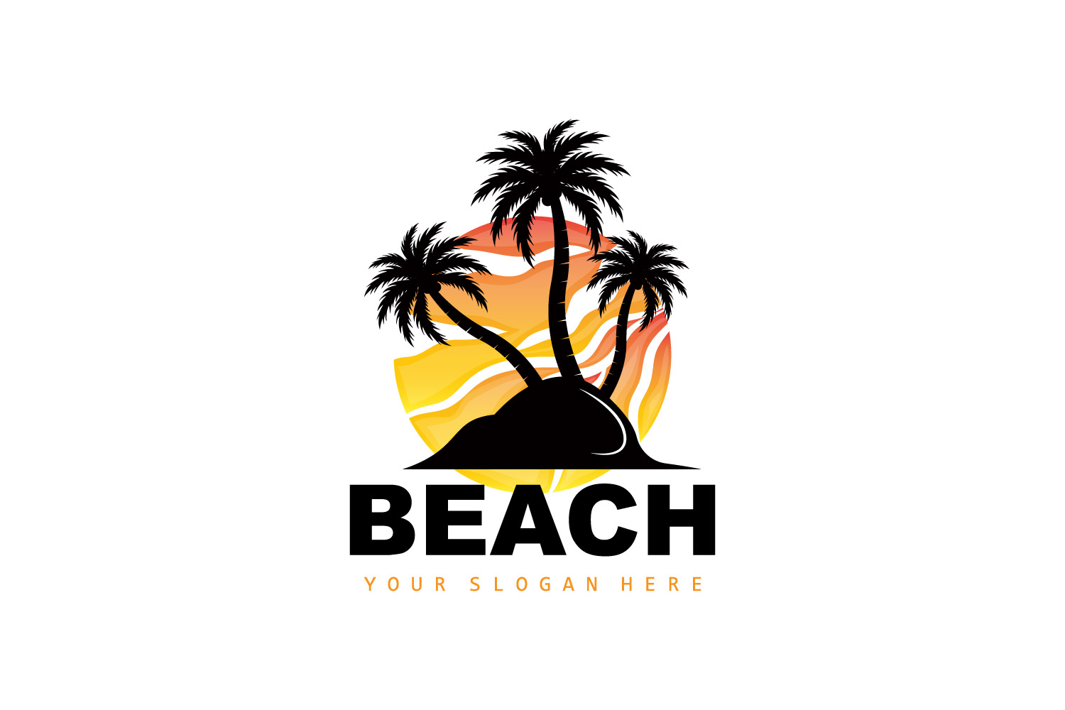 Palm Tree Logo Beach Summer DesignV7