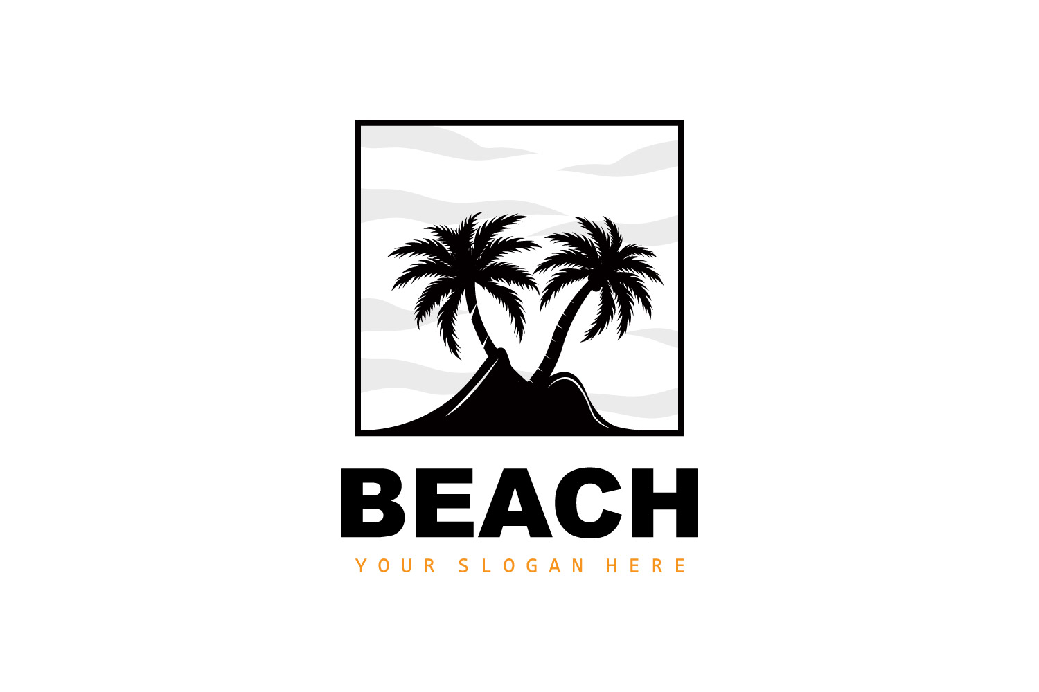 Palm Tree Logo Beach Summer DesignV8