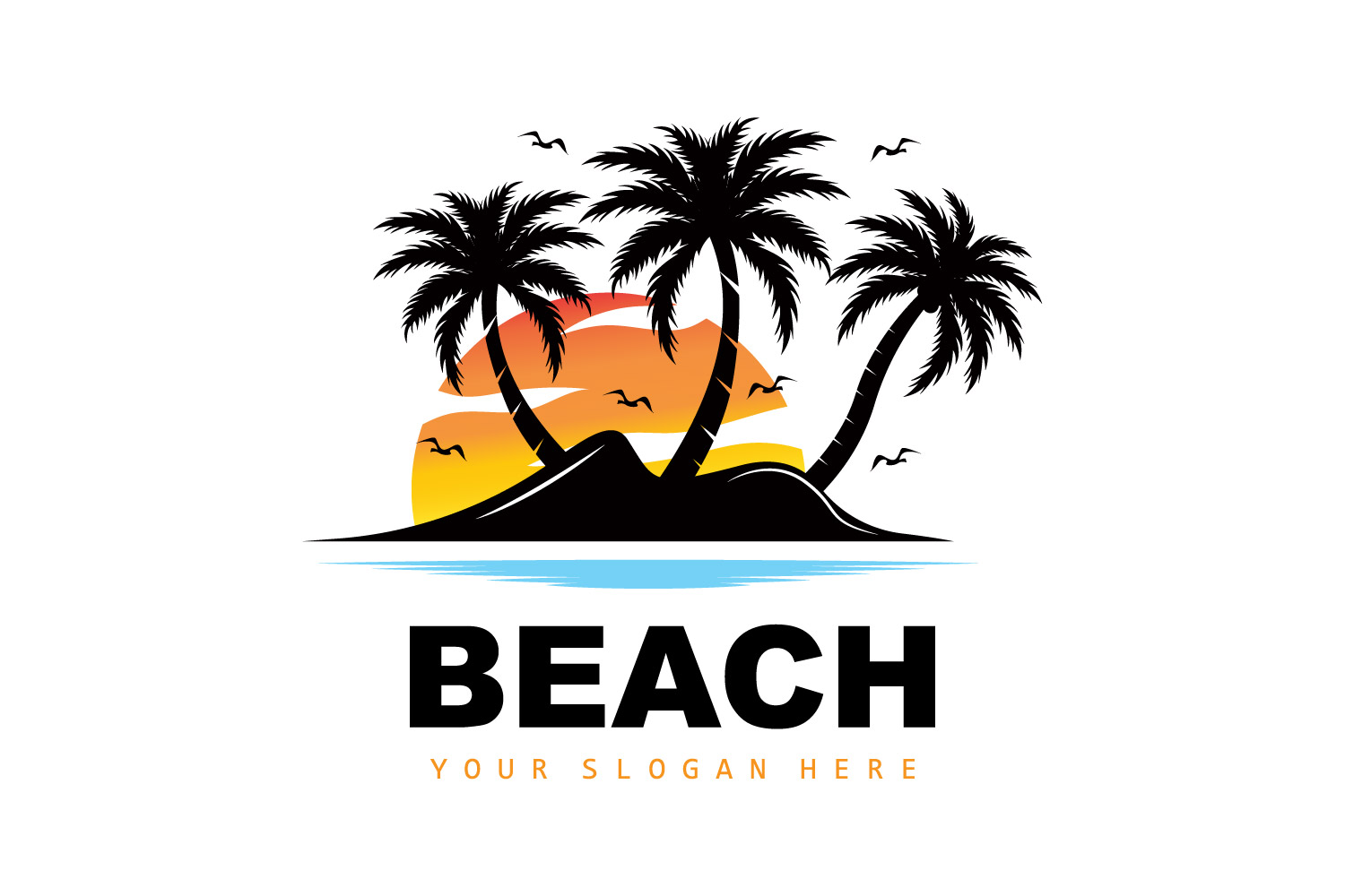 Palm Tree Logo Beach Summer DesignV14