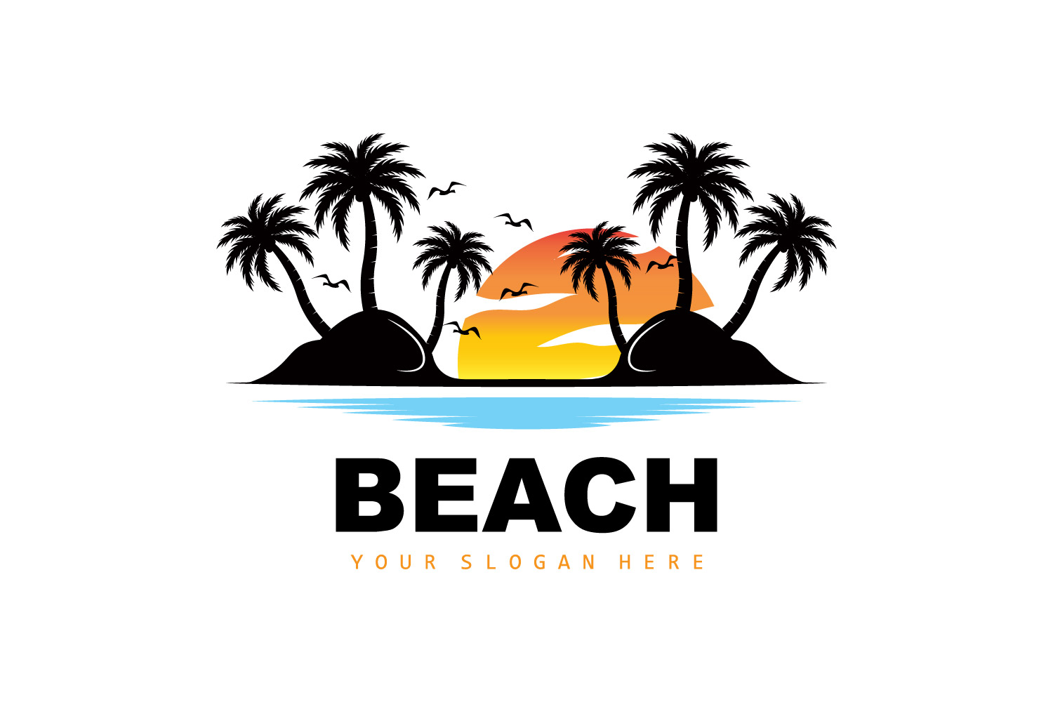 Palm Tree Logo Beach Summer DesignV16