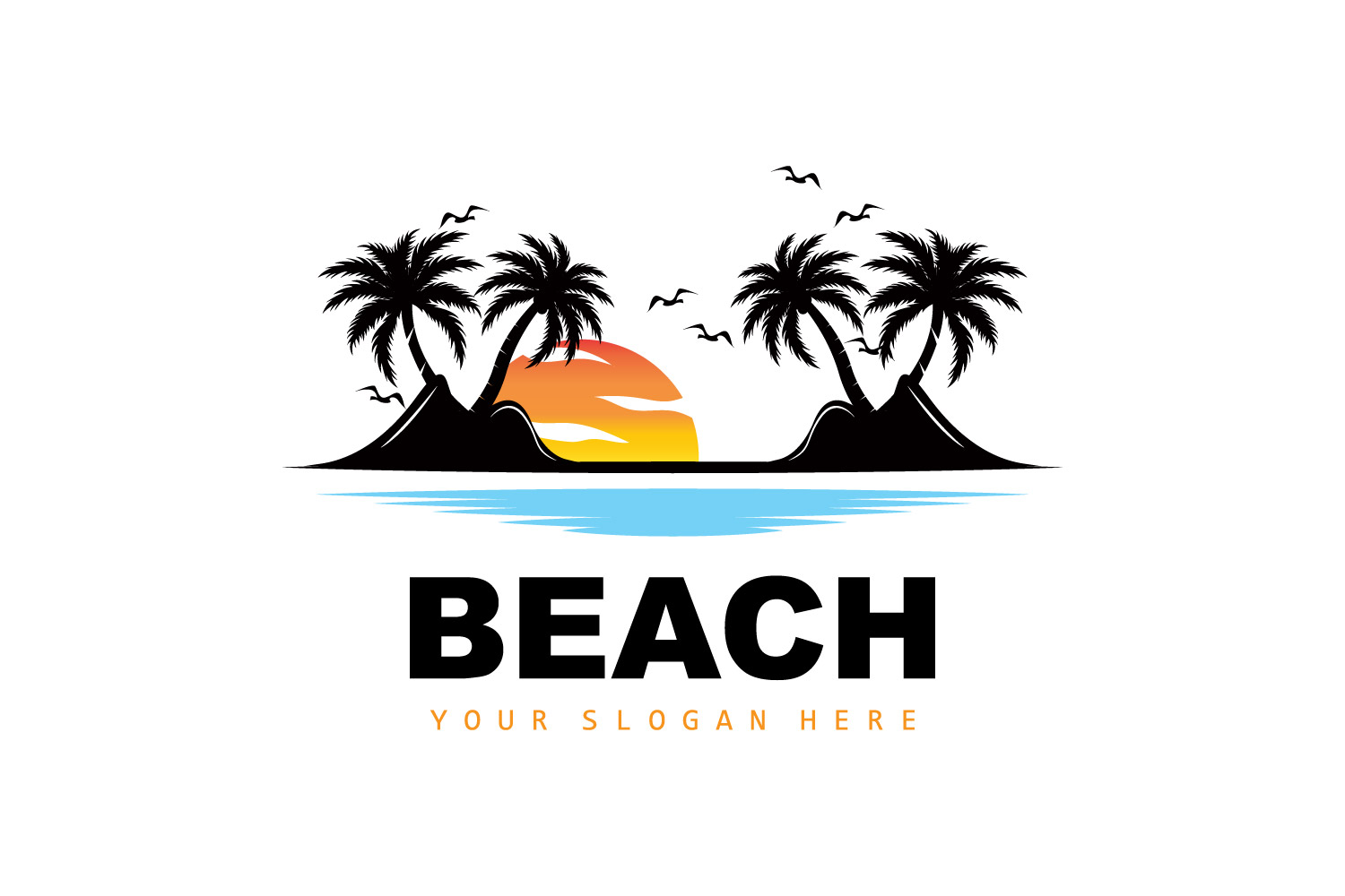 Palm Tree Logo Beach Summer DesignV17