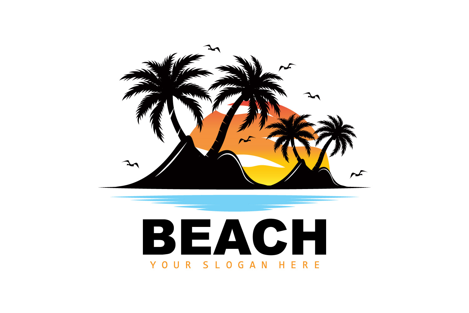 Palm Tree Logo Beach Summer DesignV18
