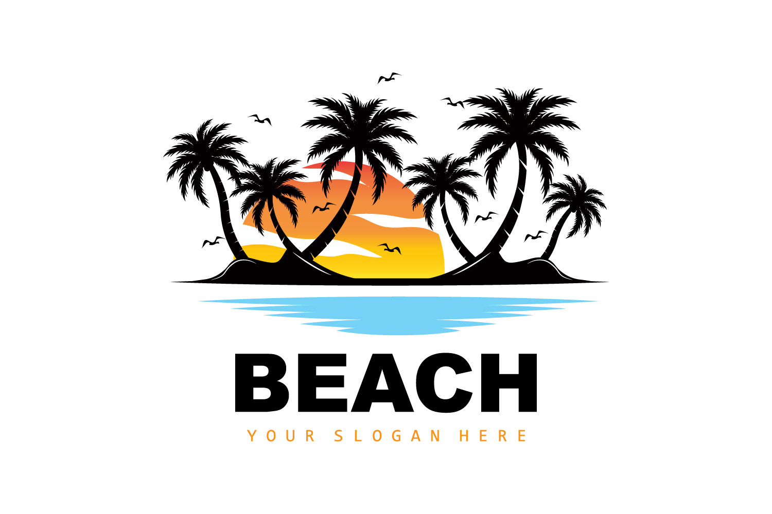 Palm Tree Logo Beach Summer DesignV19