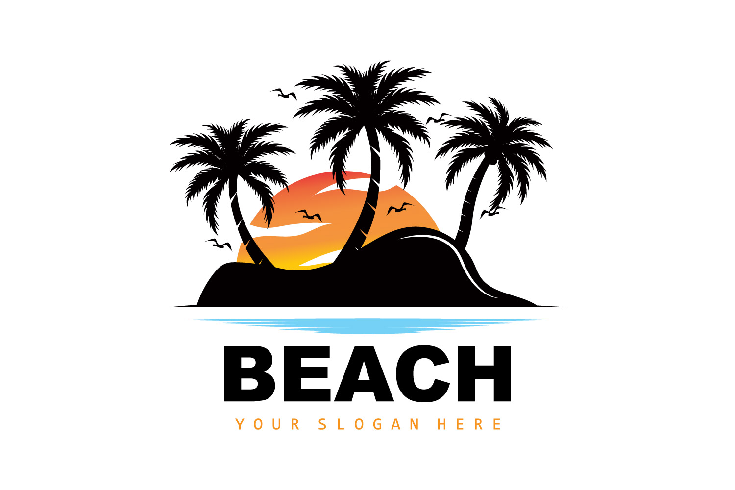 Palm Tree Logo Beach Summer DesignV21