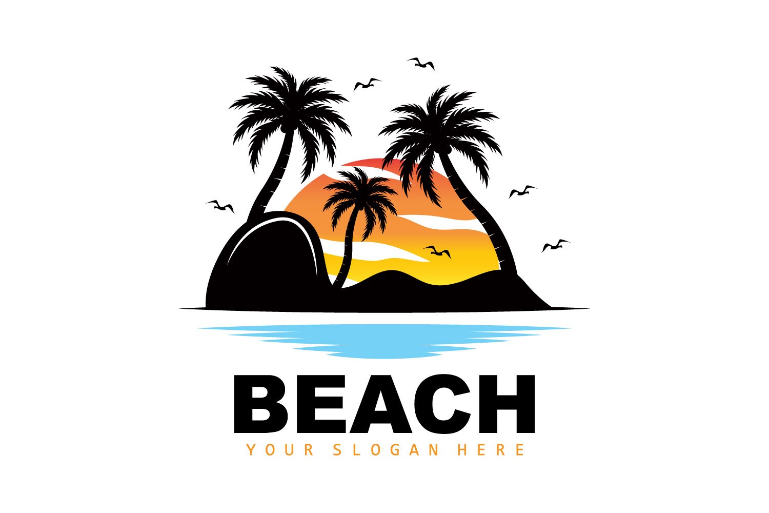Palm Tree Logo Beach Summer DesignV22