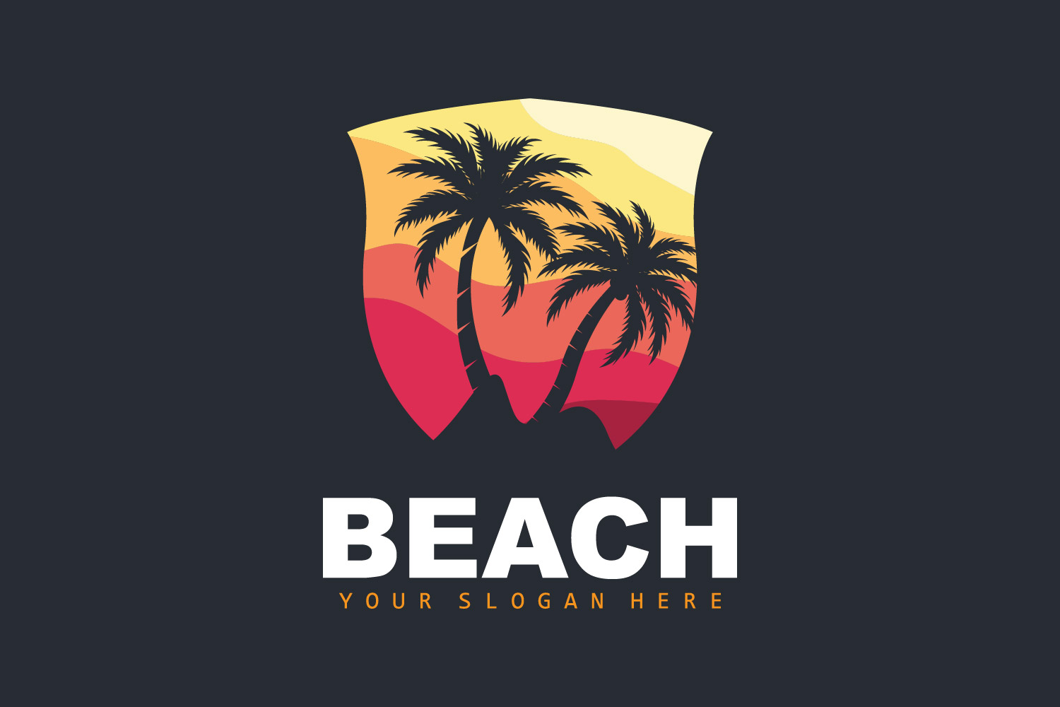 Palm Tree Logo Beach Summer DesignV25