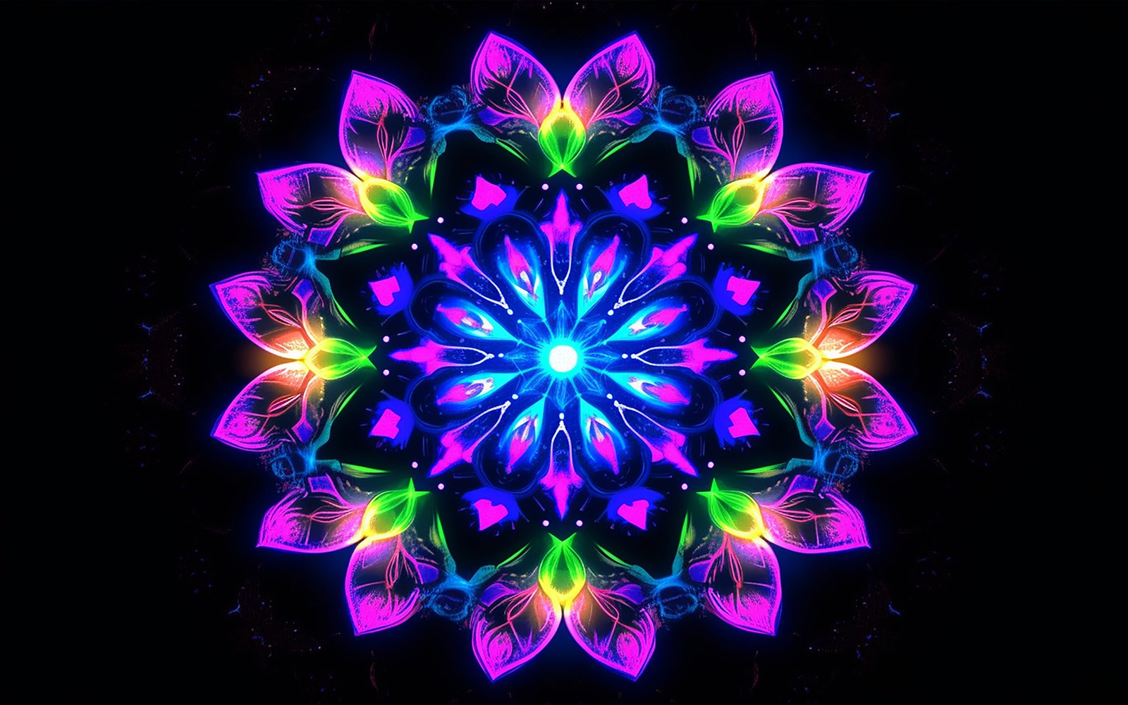 Neon flower art_neon ornament background_neon flower art