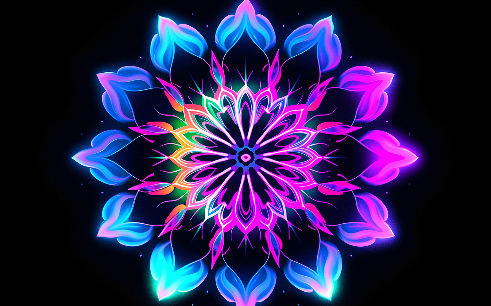 Neon mandala art_neon floral ornament