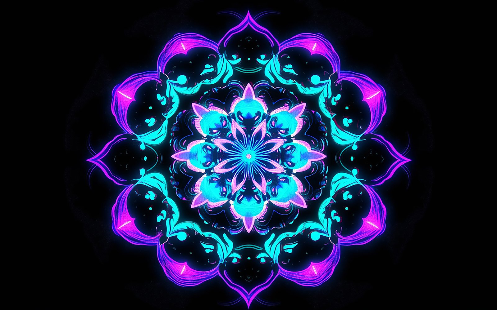 Neon mandala art_neon floral ornament background d esign