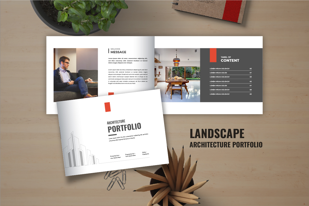 Landscape Architecture Portfolio or Landscape Architecture catalog brochure template layout