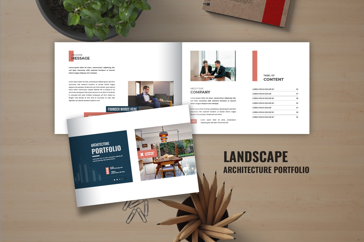 Landscape Architecture Portfolio or Landscape Architecture catalog brochure design template layout