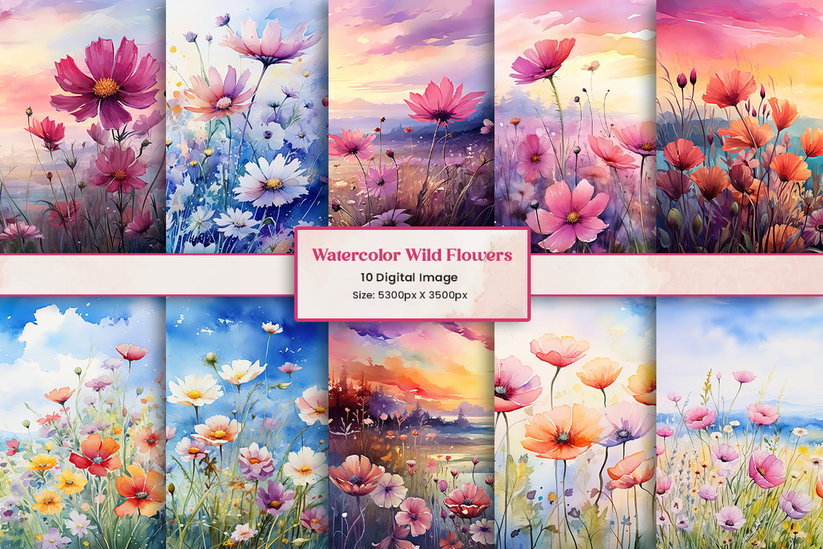 Watercolor Wildflowers Background