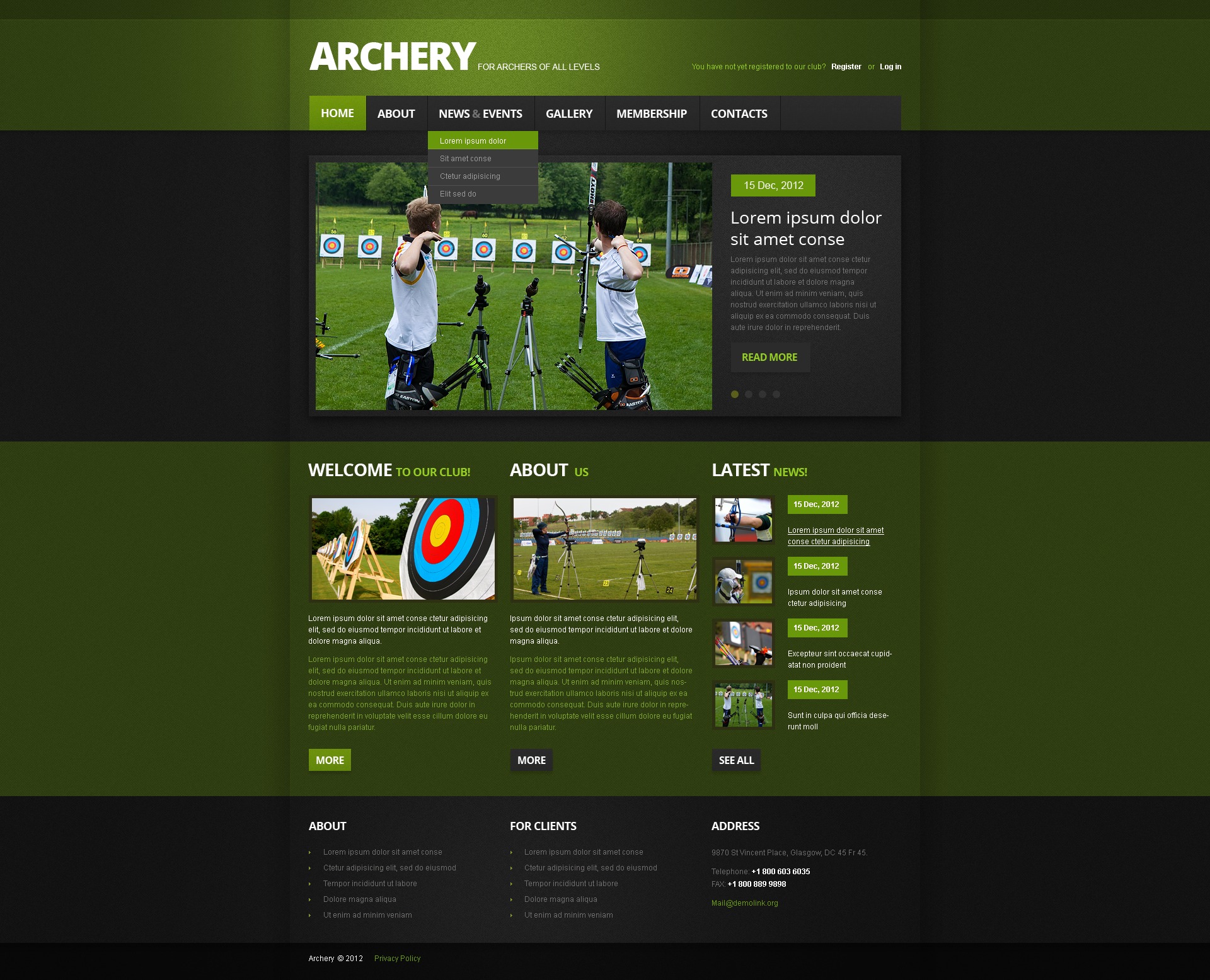 Archery Website Template