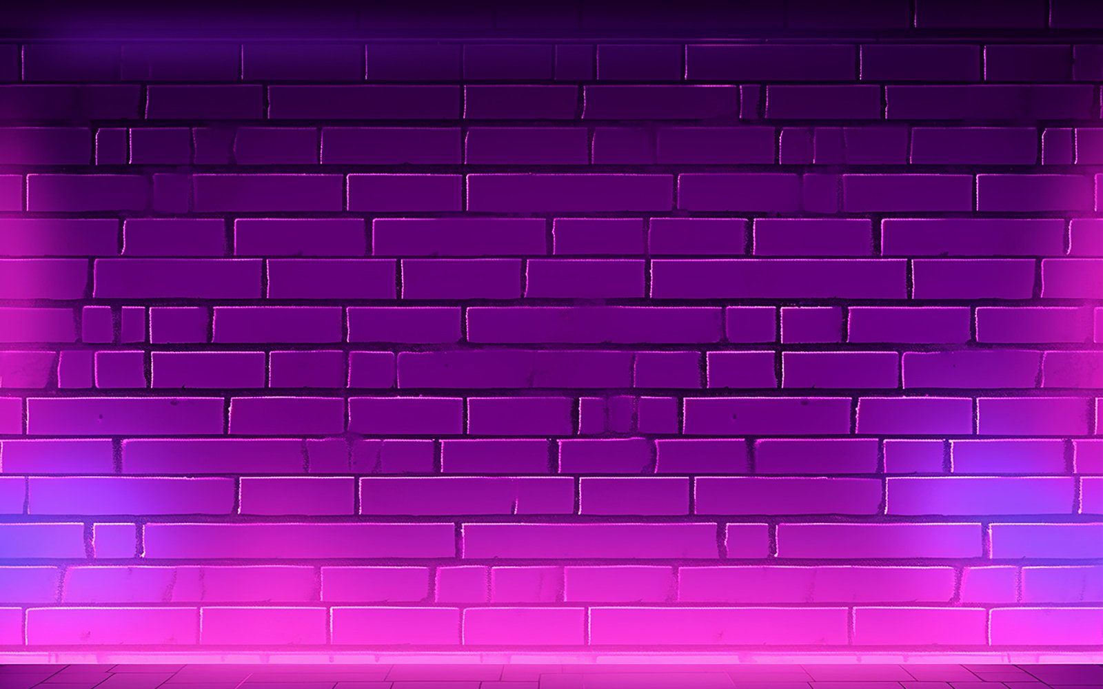 Brick wall with neon light_Brick wall with pink neon light