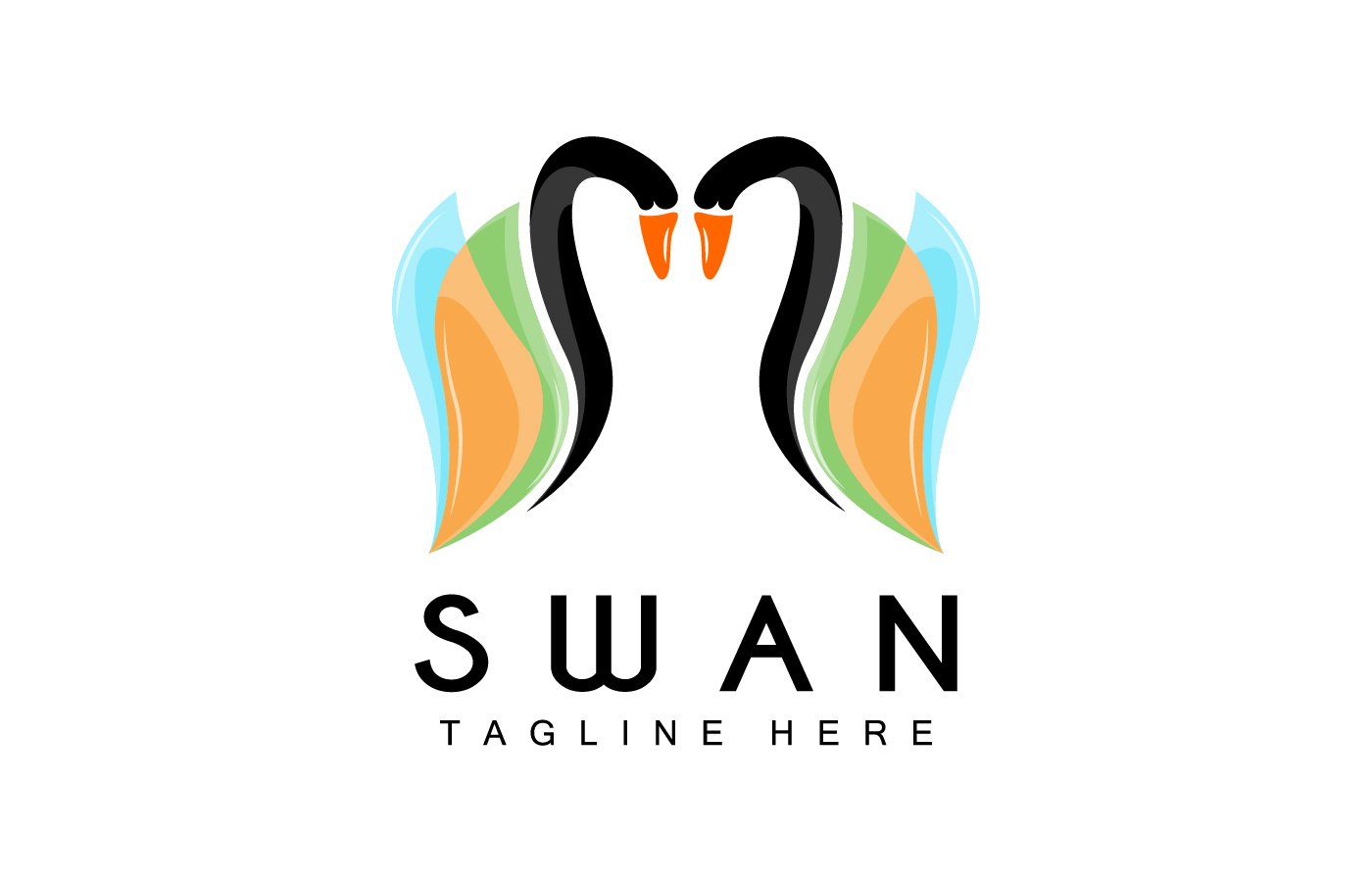 Swan Logo Bird Animal Design V3