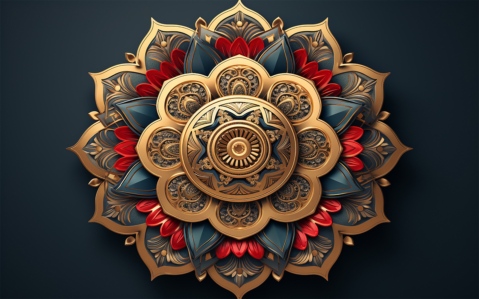 Gold mandala design_3d mandala background_wooden mandala design