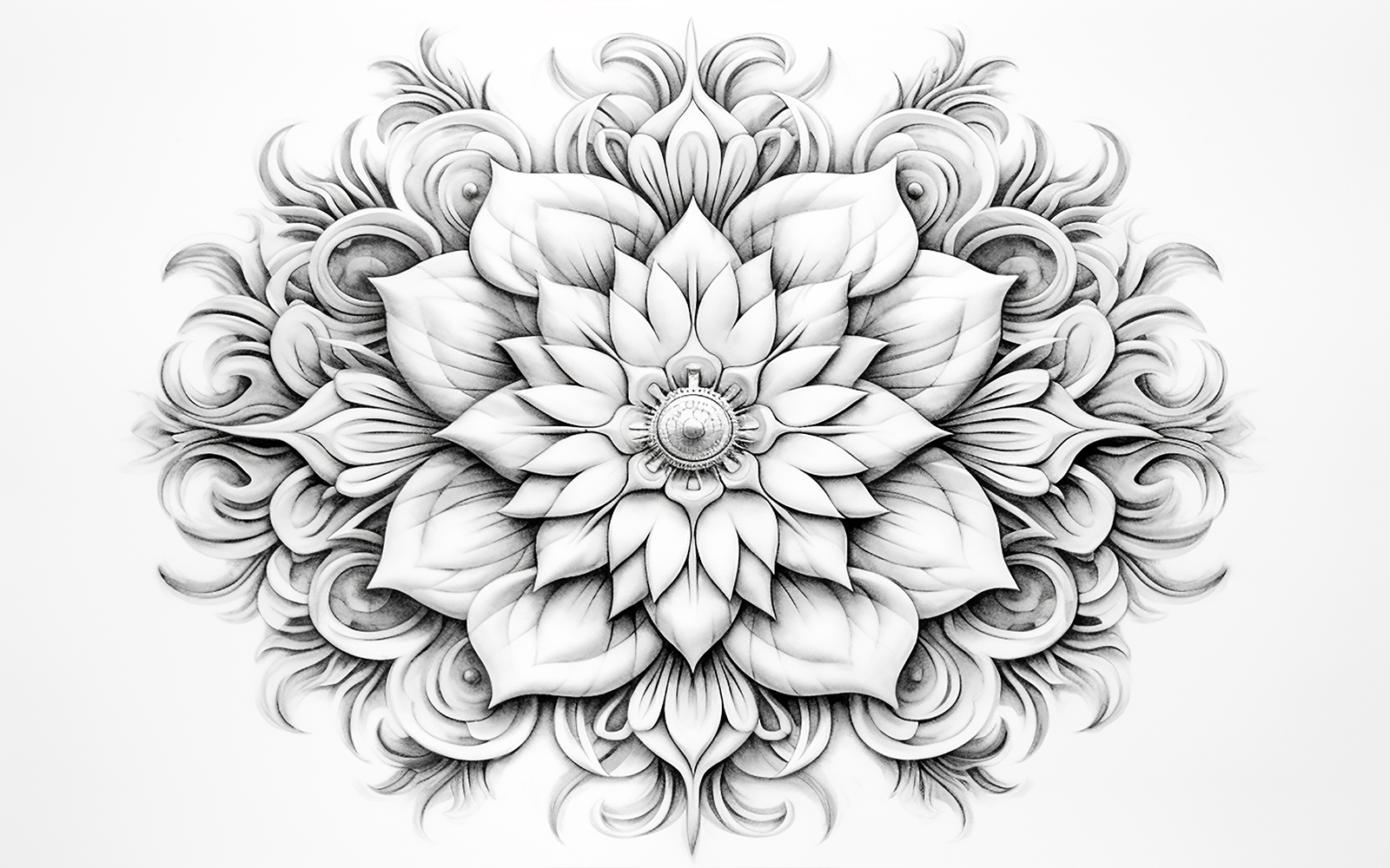 Black and white luxury ornament_black and white tropical floral art