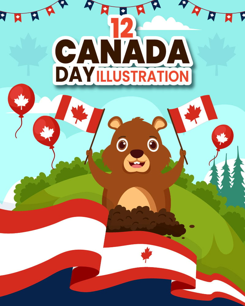 12 Happy Canada Day Illustration