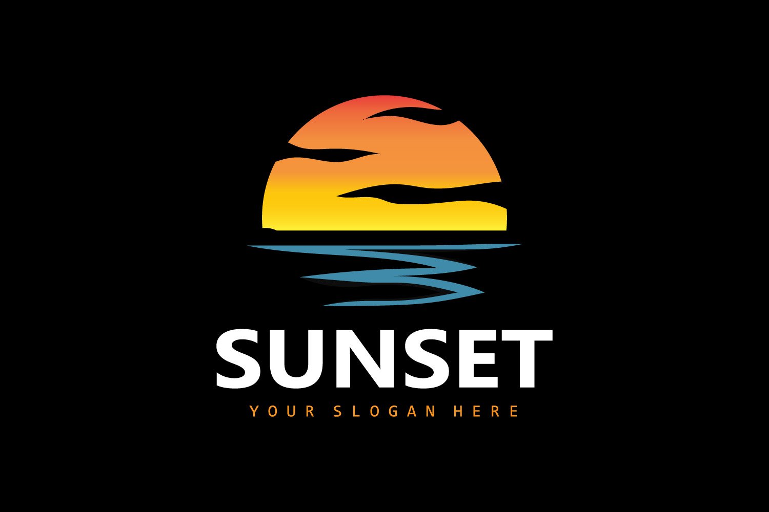 Sunset Logo Beach River Vector DesignV1