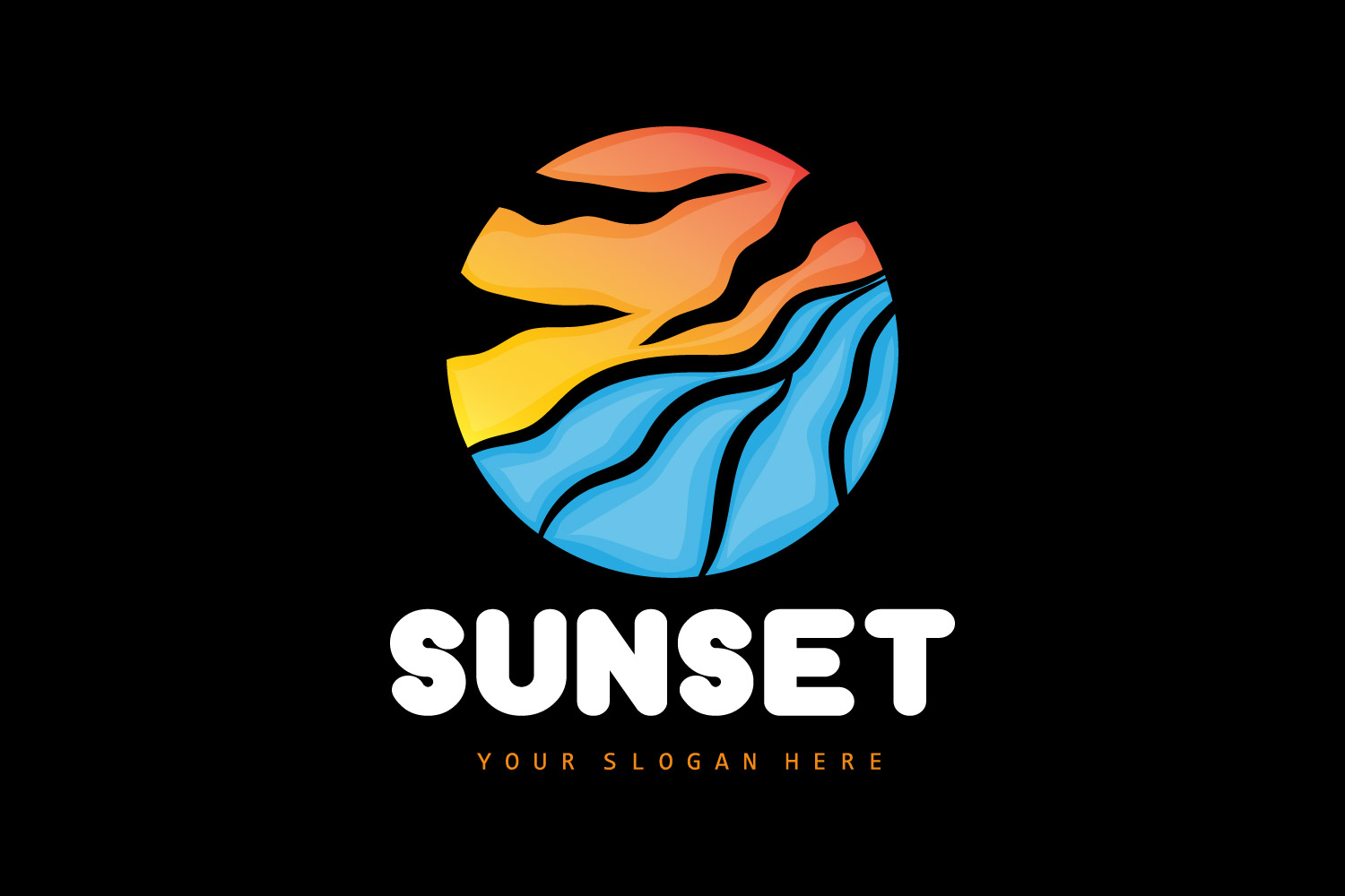 Sunset Logo Beach River Vector DesignV5