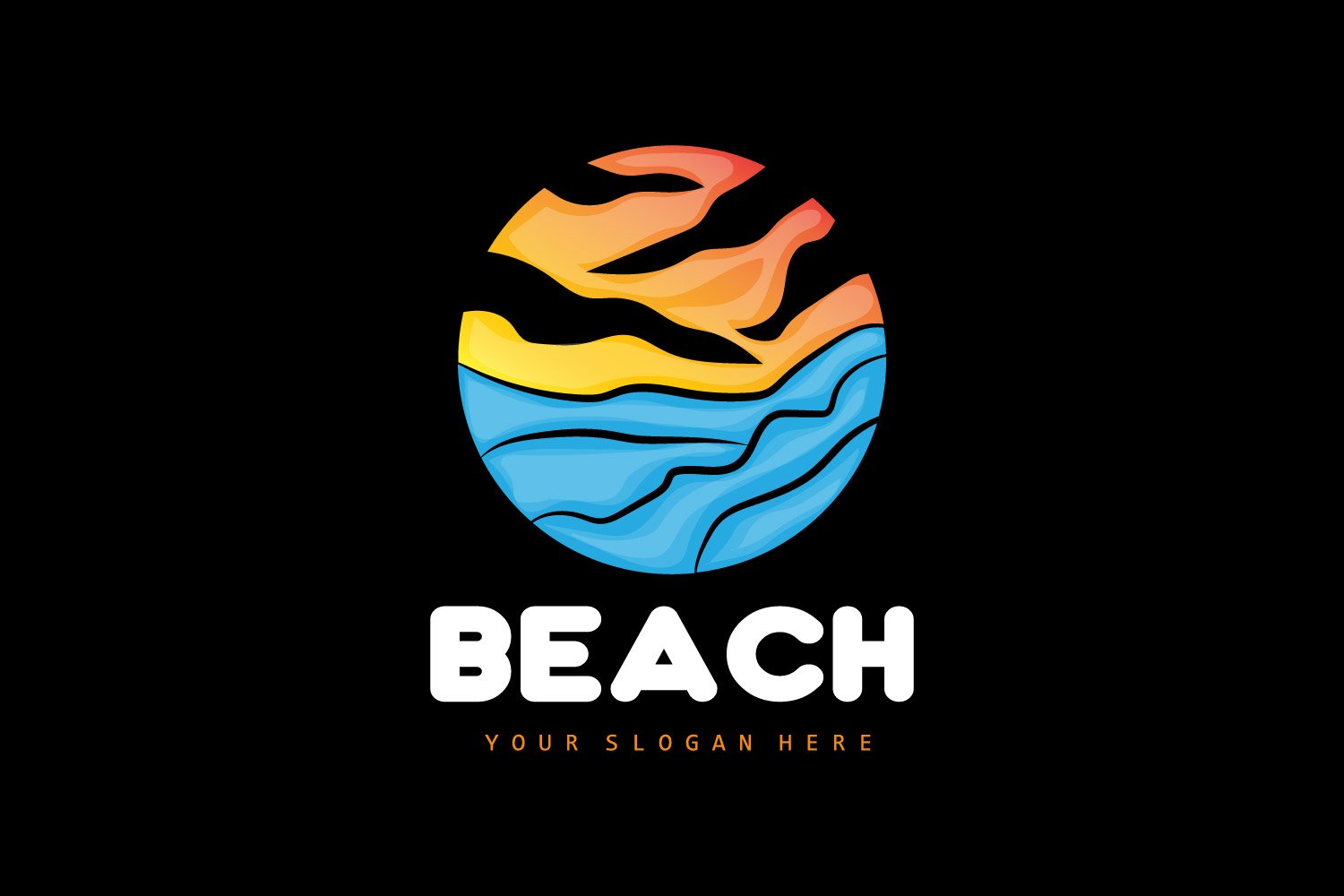 Sunset Logo Beach River Vector DesignV6