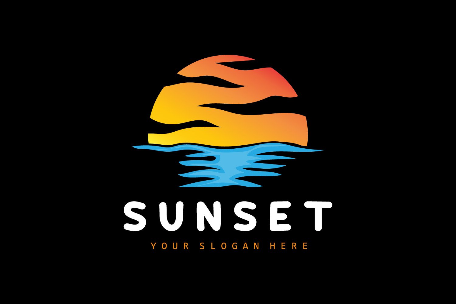 Sunset Logo Beach River Vector DesignV8