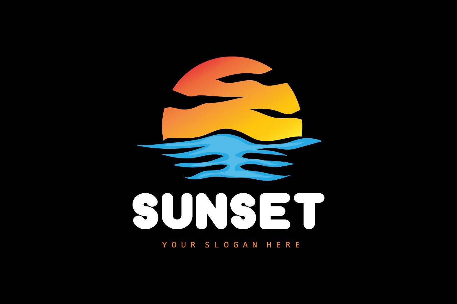 Sunset Logo Beach River Vector DesignV9
