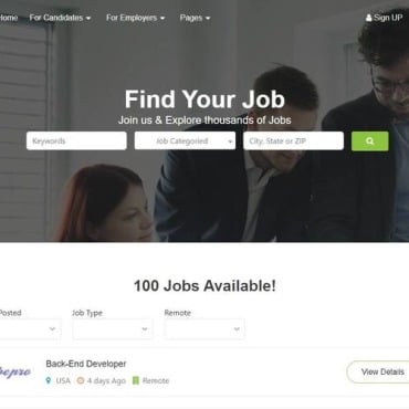 Jobs Portal Responsive Website Templates 405534