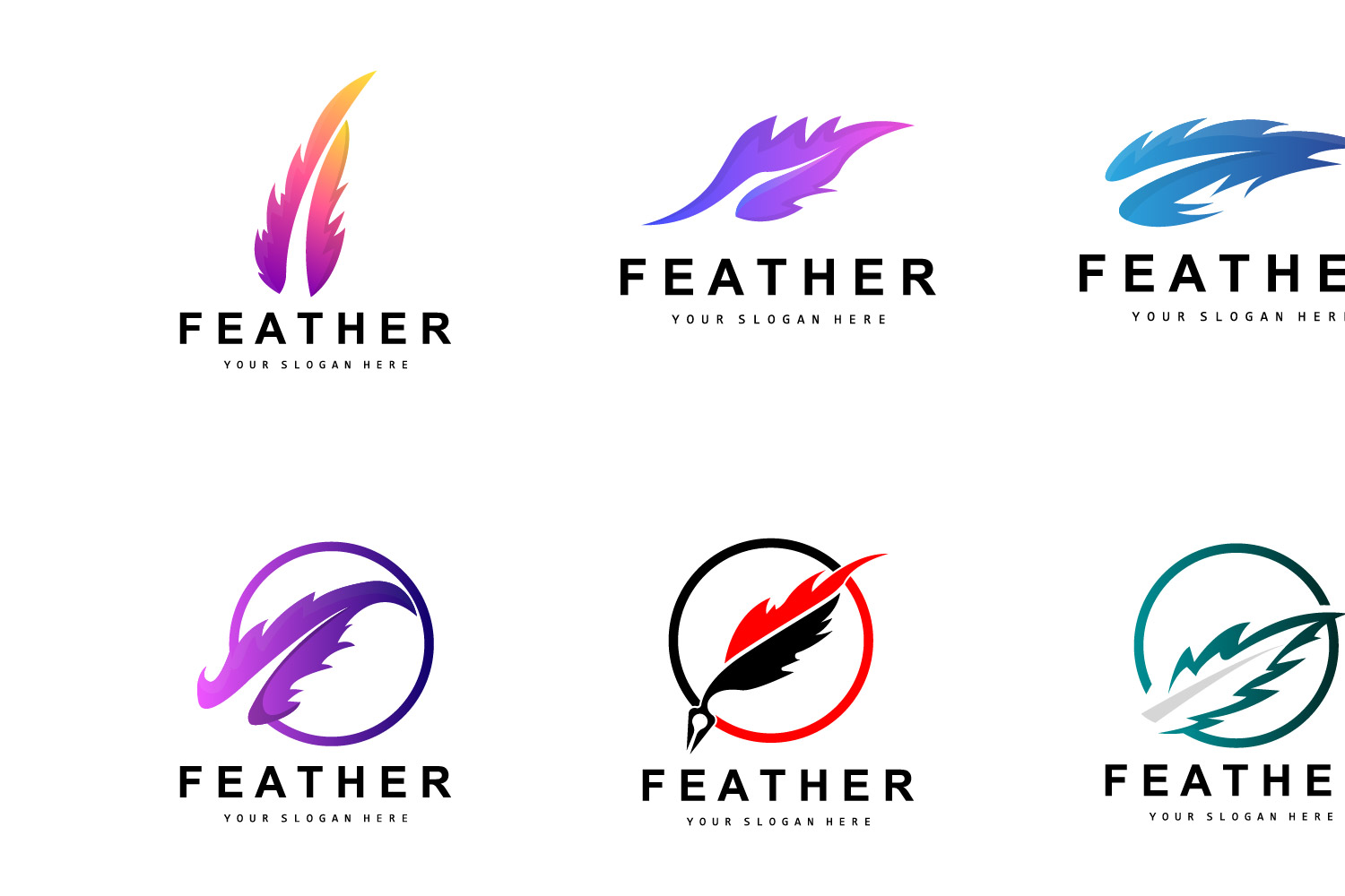 Feather Logo Design Minimalist Vector TemplateV2