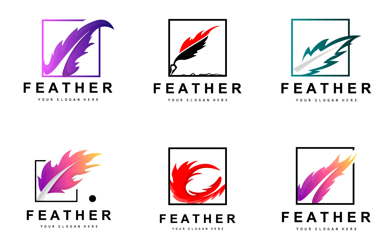 Feather Logo Design Minimalist Vector TemplateV4