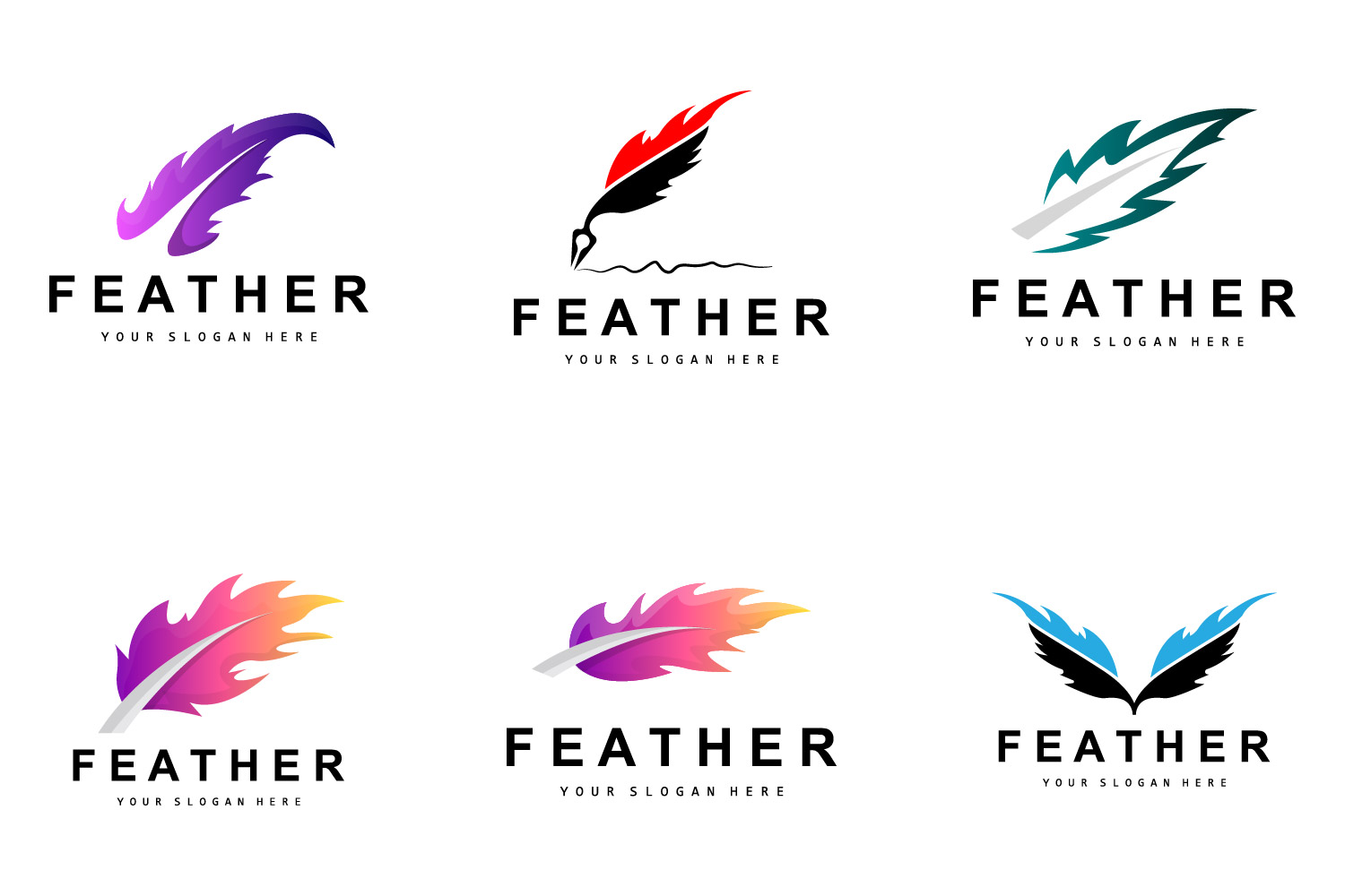 Feather Logo Design Minimalist Vector TemplateV1