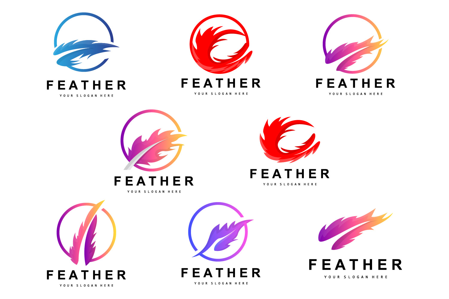 Feather Logo Design Minimalist Vector TemplateV5