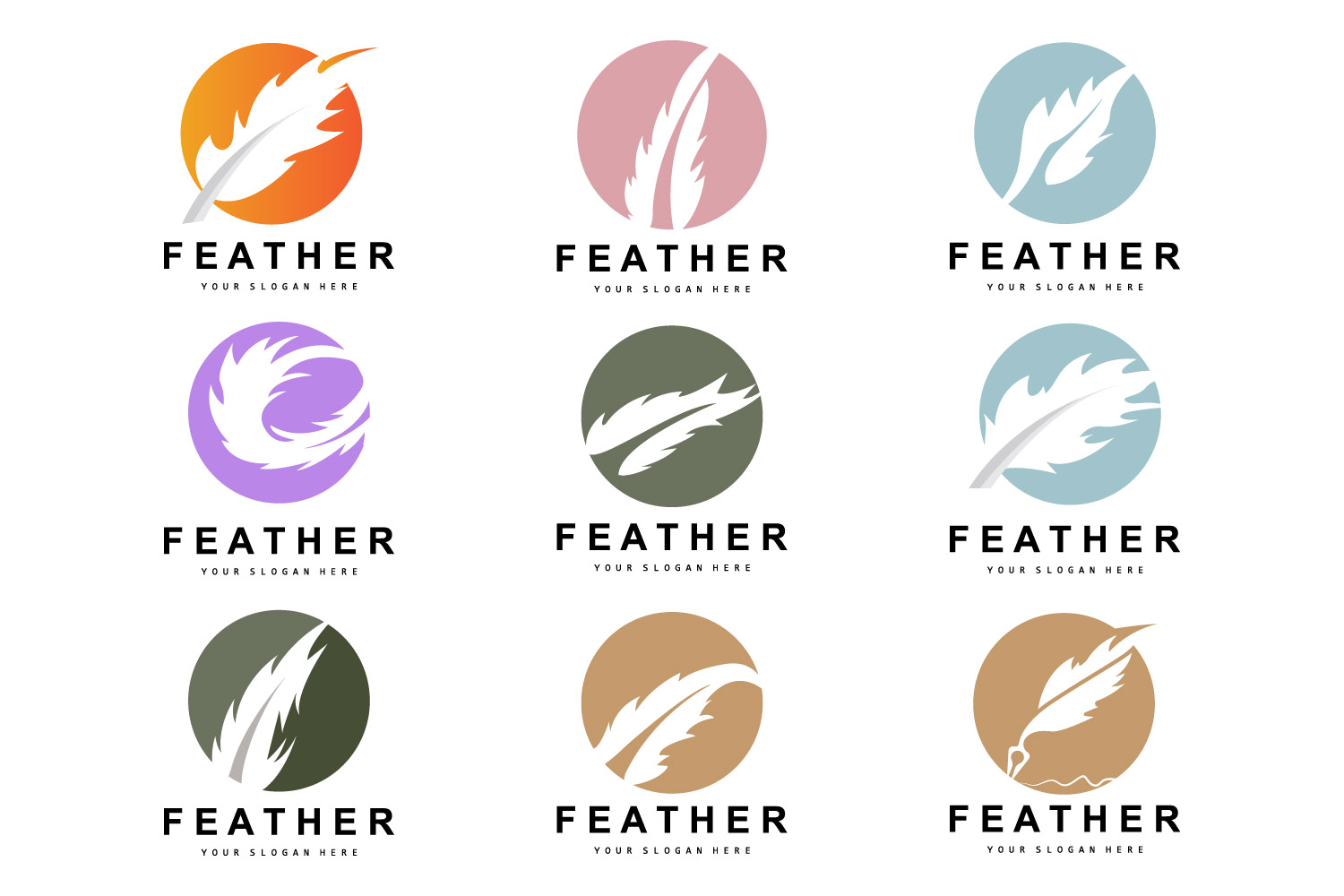 Feather Logo Design Minimalist Vector TemplateV6