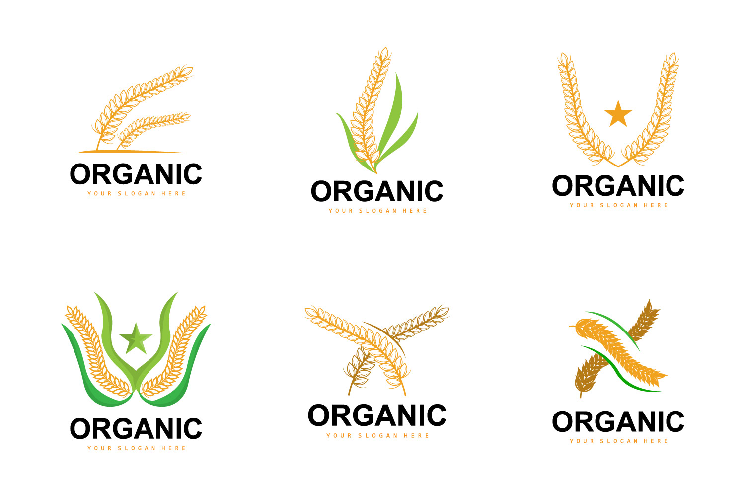 Wheat Rice Logo Agricultural Organic Plant VectorV1