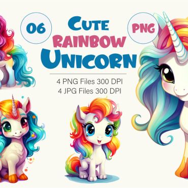 Rainbow Unicorn Illustrations Templates 405789