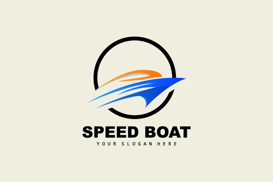 Speedboat logo vector sea ship design V17