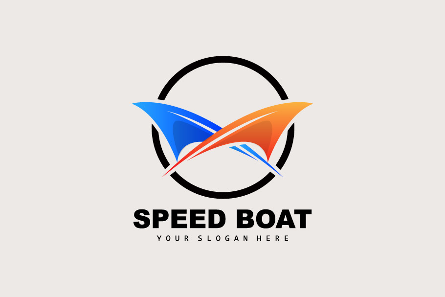 Speedboat logo vector sea ship design V19