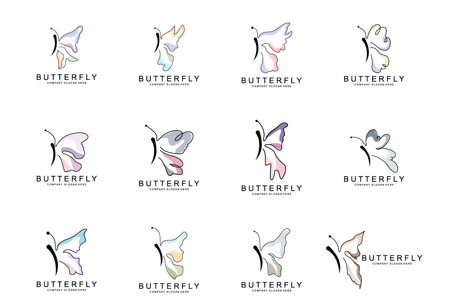 Butterfly logo vector beautiful flying animal v1