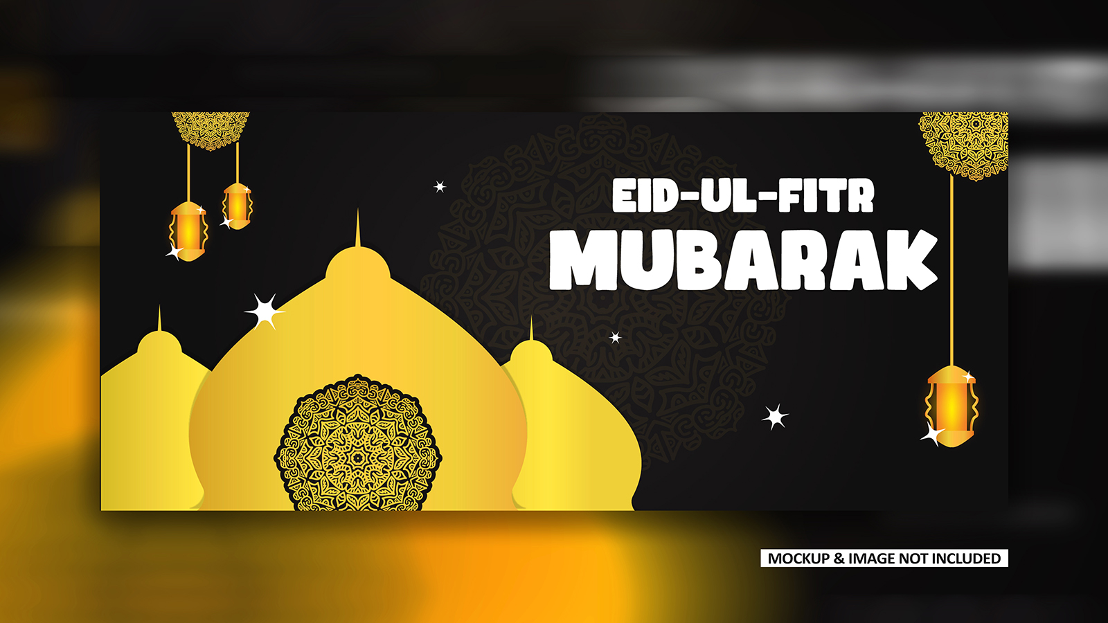 Eid greeting post design with bold mandala art EPS vector