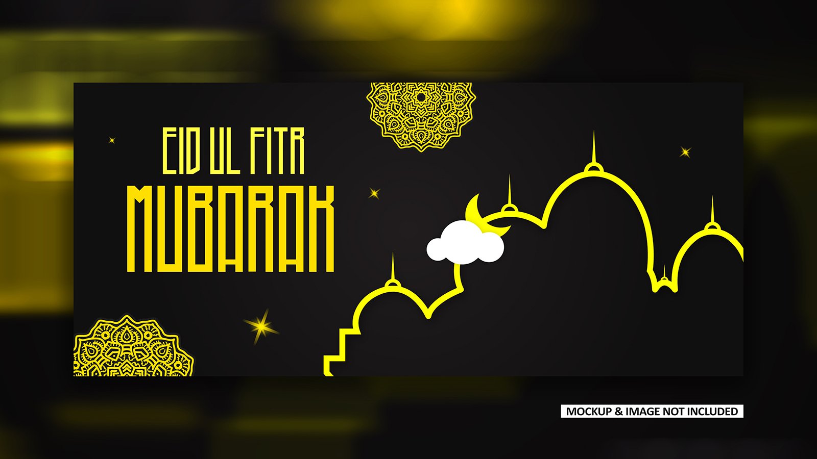 Eid greeting post design with bold mandala art, EPS vector design