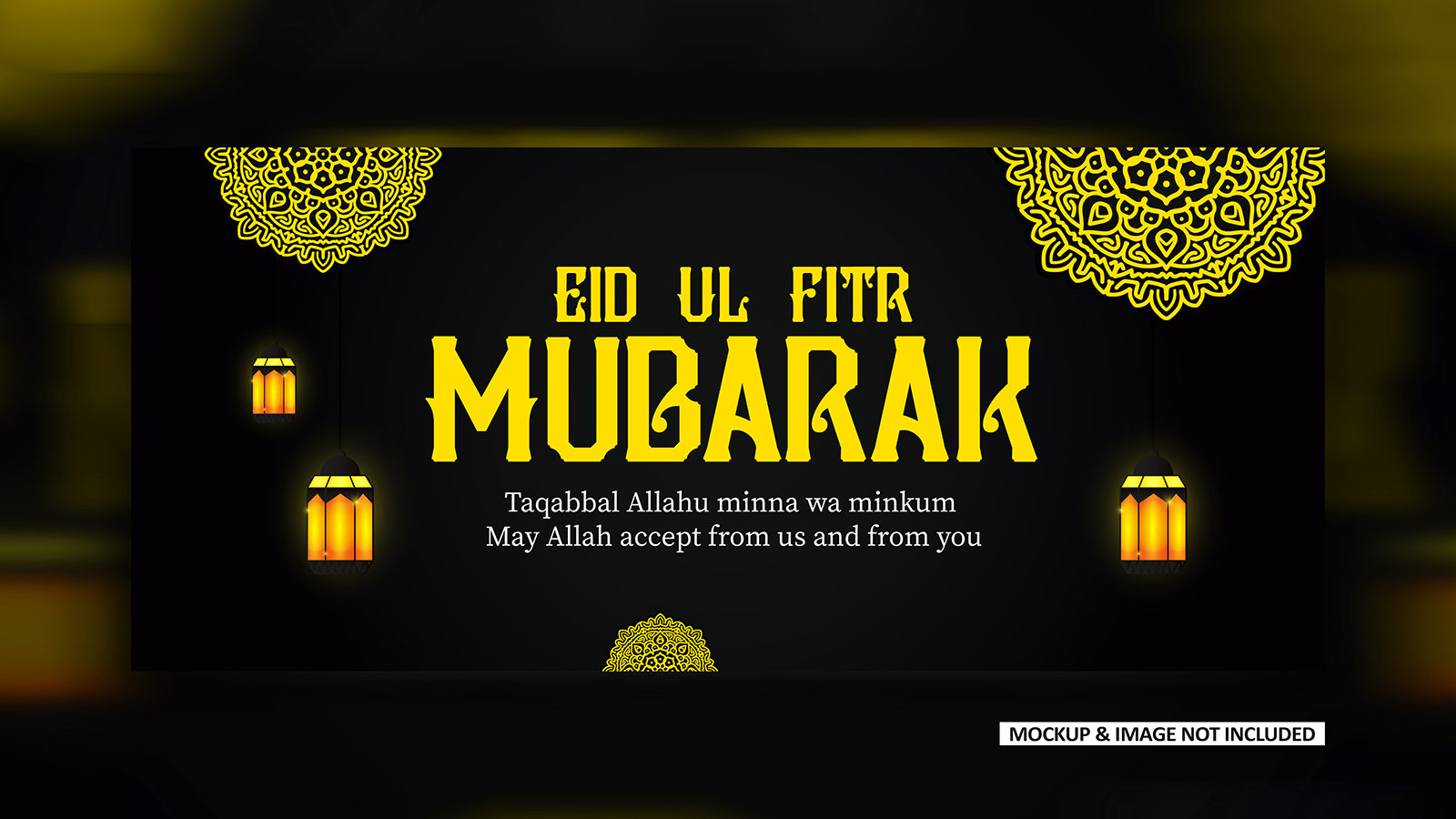 Eid wish post design with bold mandala art, EPS vector design template.