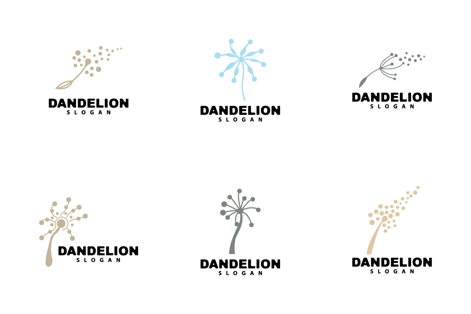 Dandelion Flower Logo Design Simple VectorV1