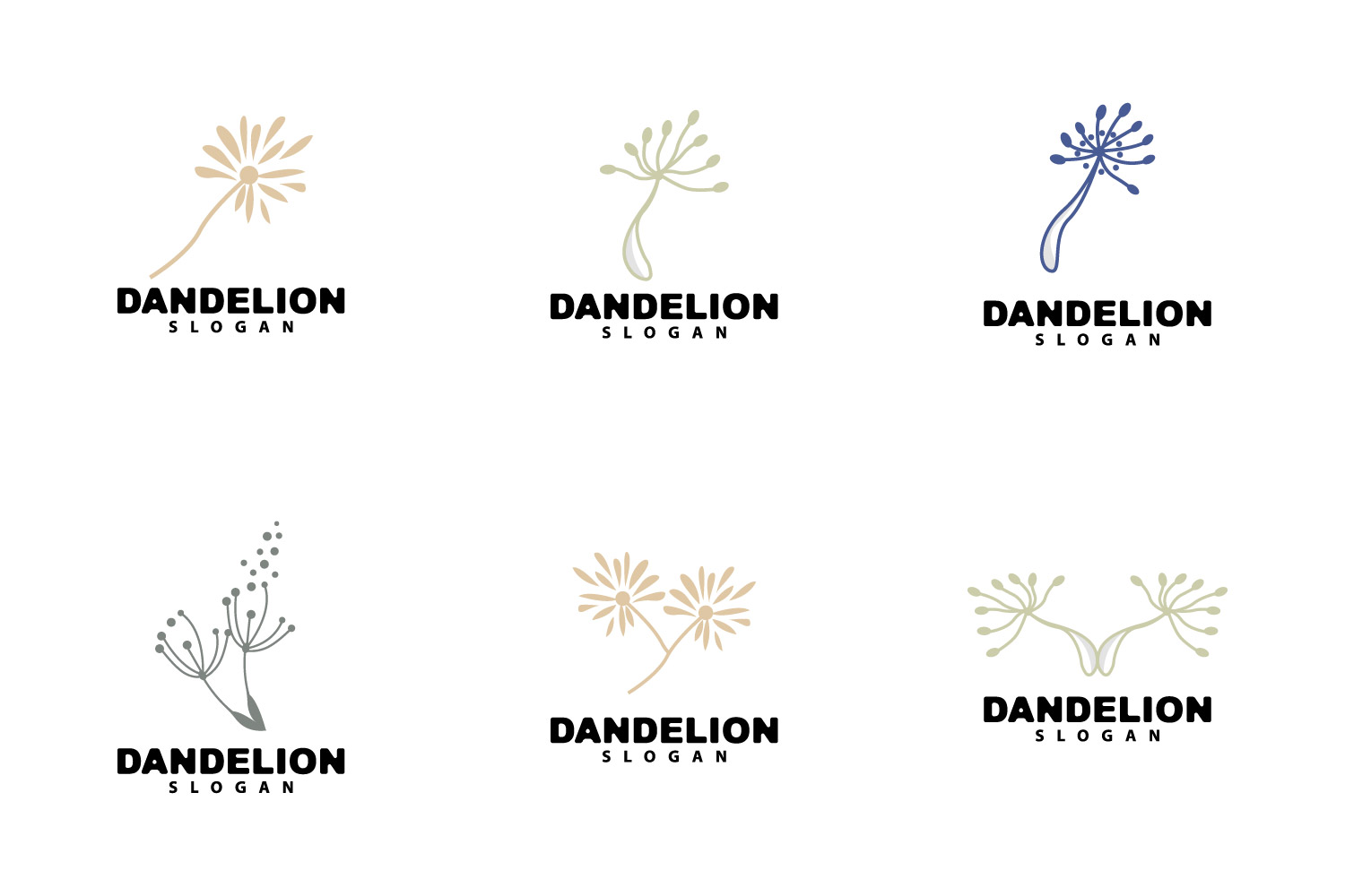 Dandelion Flower Logo Design Simple VectorV2