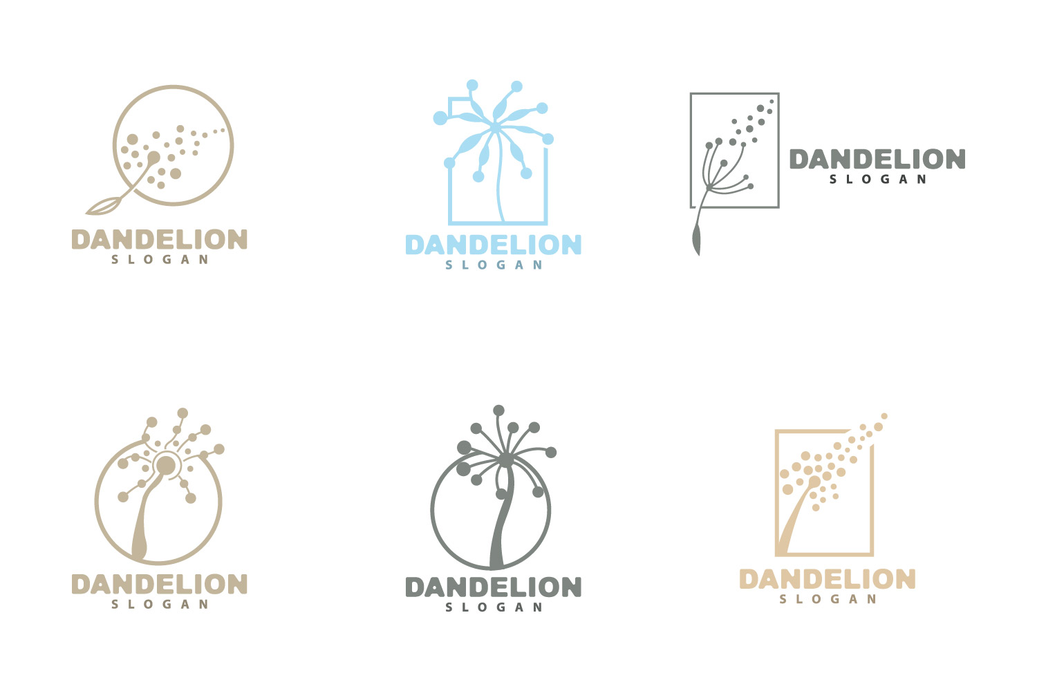 Dandelion Flower Logo Design Simple VectorV3
