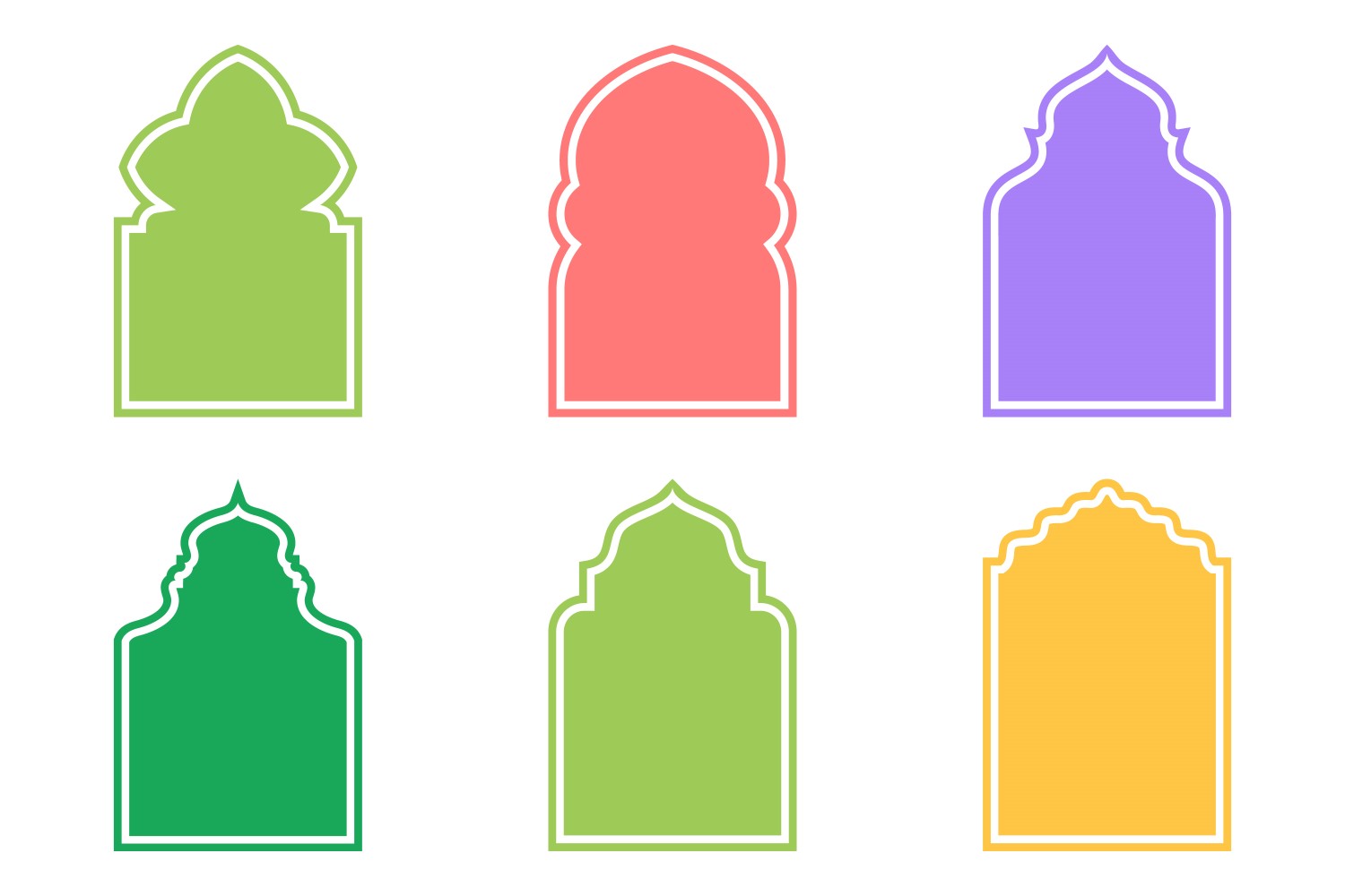 Islamic Arch Design Glyph with outline Set 6 - 3