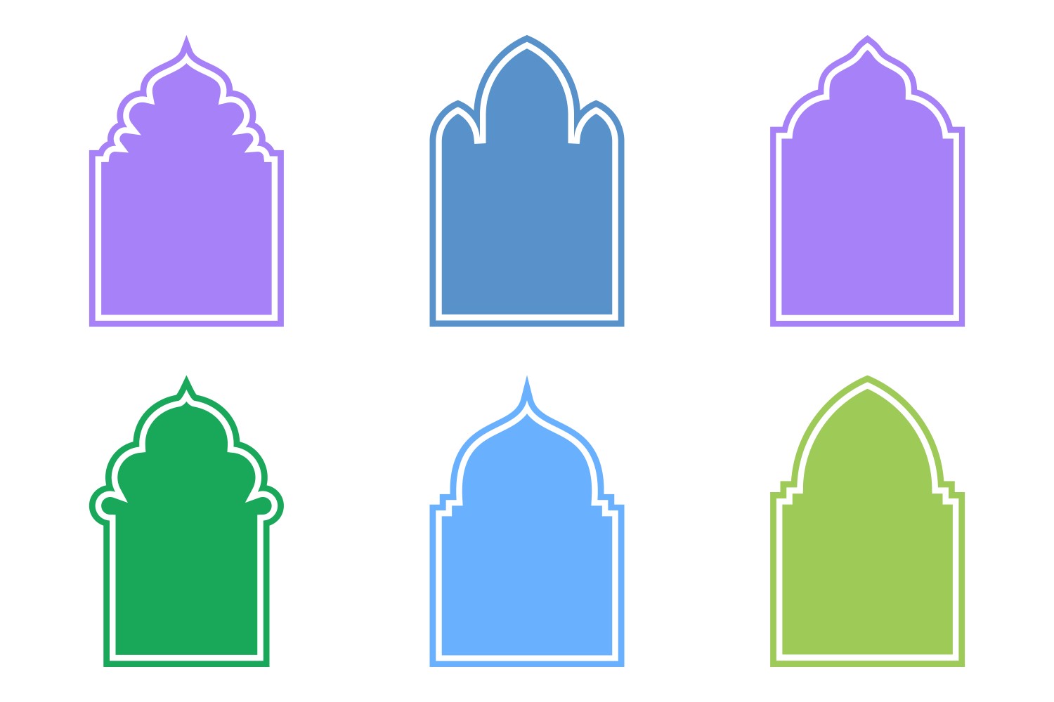 Islamic Arch Design Glyph with outline Set 6 - 14